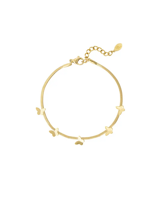 Yehwang | Gouden armband met 5 vlinders | Conceptstore Sisalla