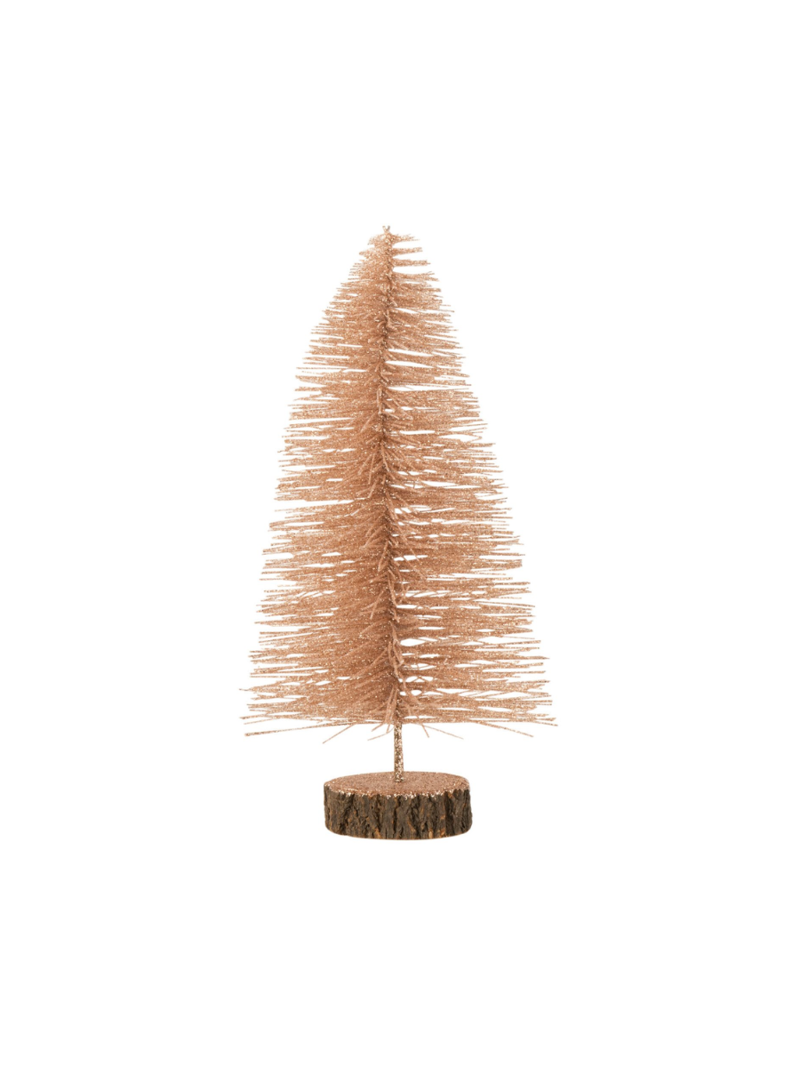 J-Line | Roségoud ornament in de vorm van een glitter kerstboom | Conceptstore Sisalla
