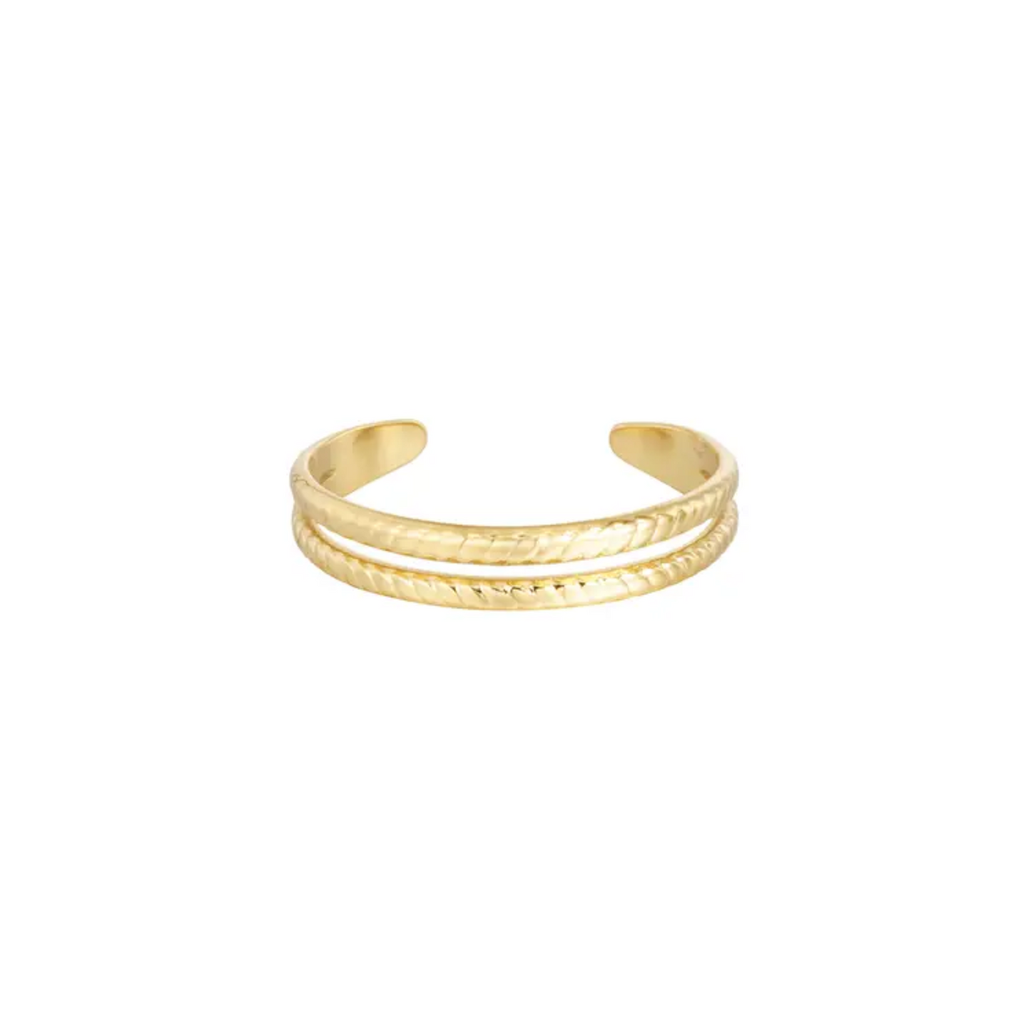Yehwang | Dubbele ring Aisha van goudkleurig stainless steel | Conceptstore Sisalla