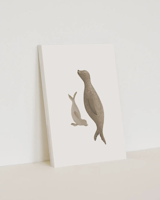 Enkele kaart | Moeder & baby zeehond | Licht