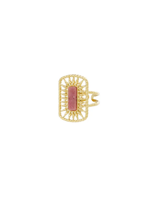Ring Sunburst | Verstelbaar | Roze & goud