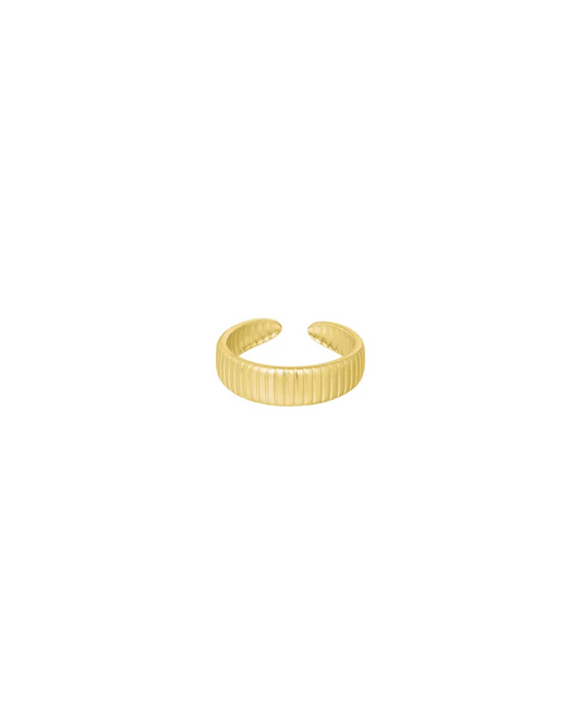 Yehwang | Verstelbare gouden ring met verticale lijnen | Conceptstore Sisalla