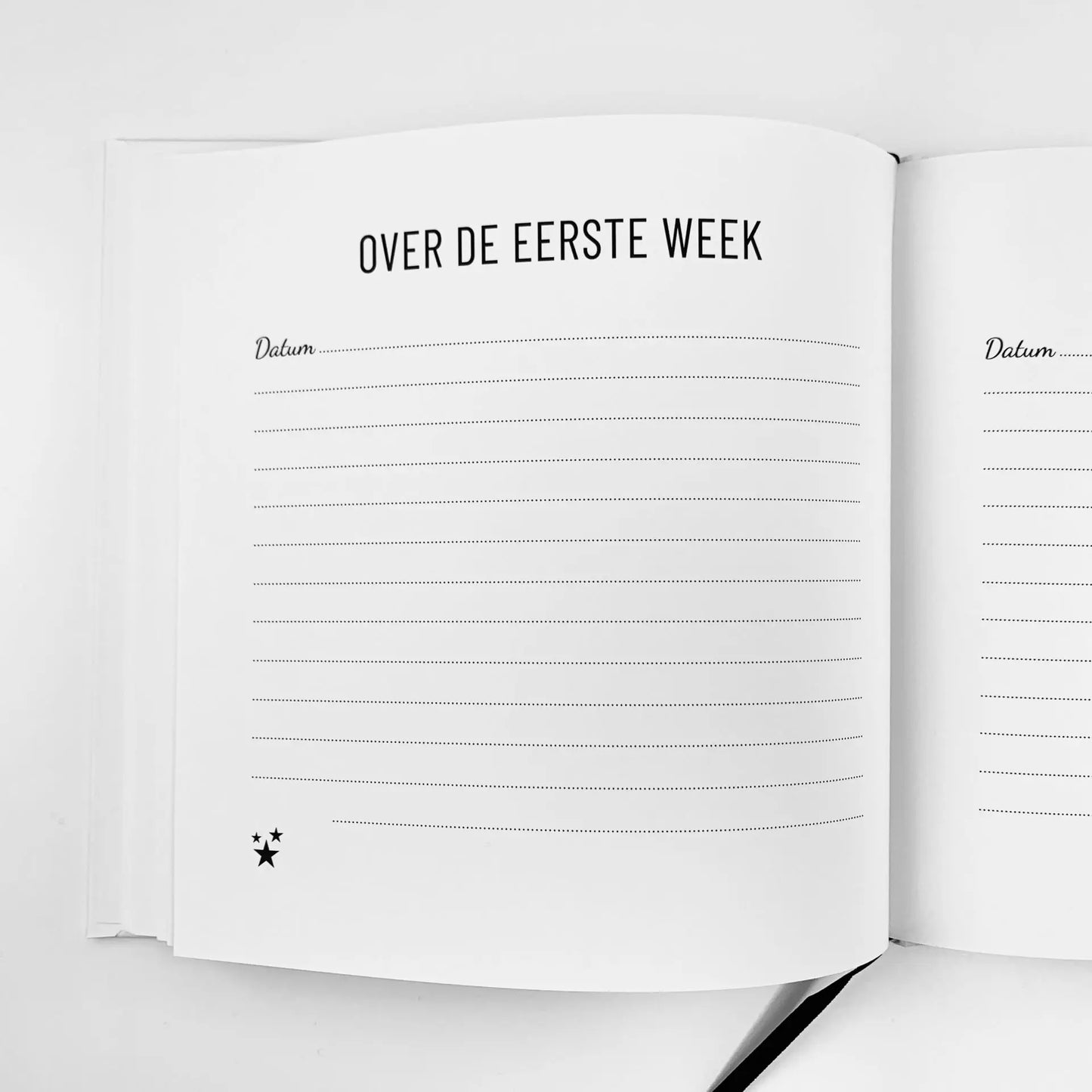 Lifestyle2love | Wit herinneringsboek voor sterrenkindjes, pagina om iets over de eerste week te schrijven