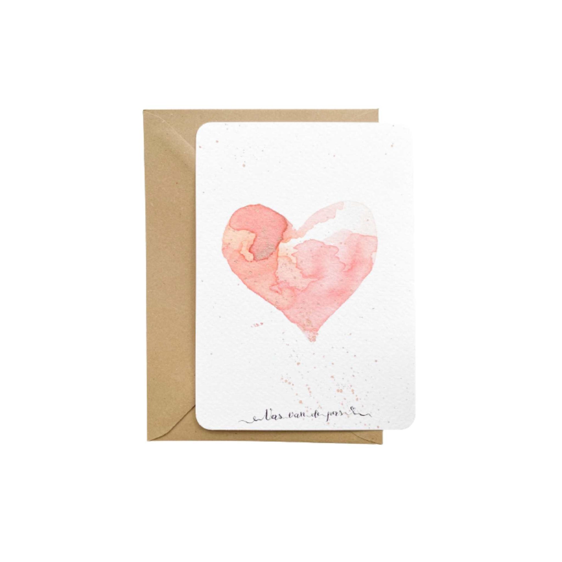 Vers van de pers | Witte A6-kaart met roze aquarel van een hart