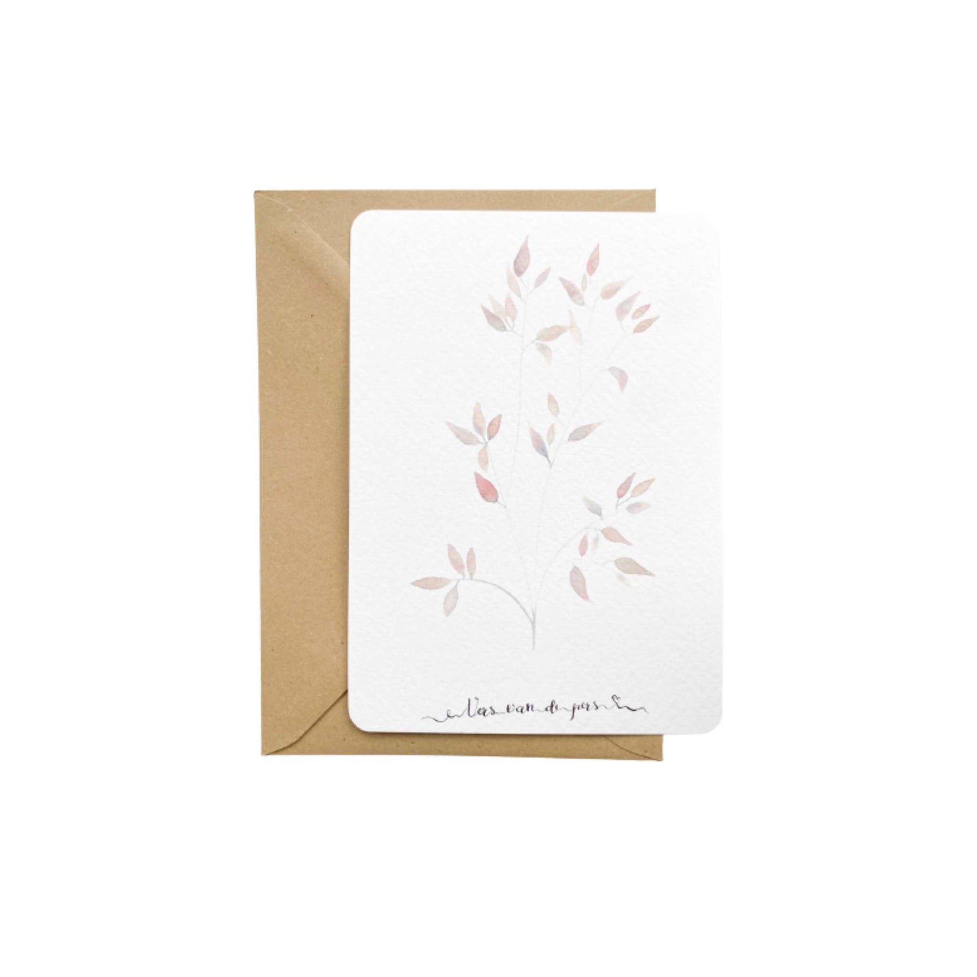 Vers van de pers | Witte A6-kaart met fijne, lila takjes aquarel